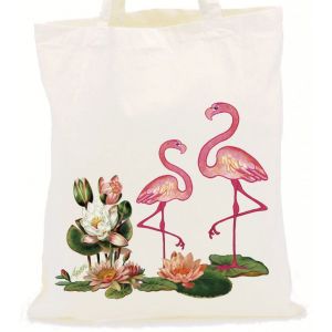 Plátěná nákupní taška, Plameňáci, vodní ptáci DOPRODEJ