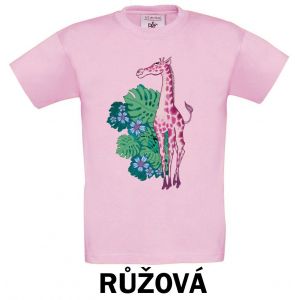 tričko žirafa růžová uni
