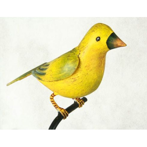 Kovový malý ptáček, žlutý