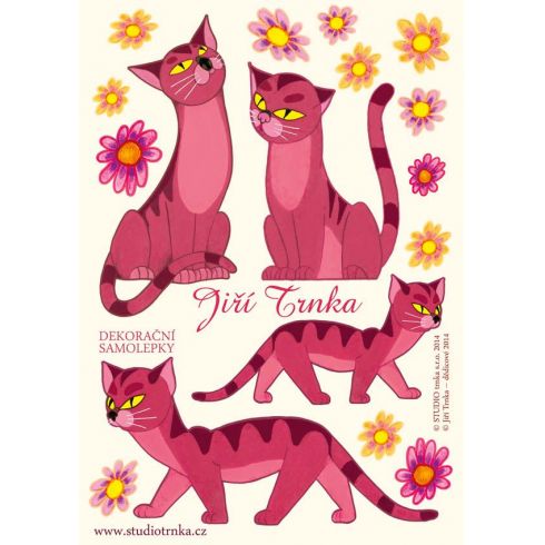 Dekorační samolepky - kočky růžové