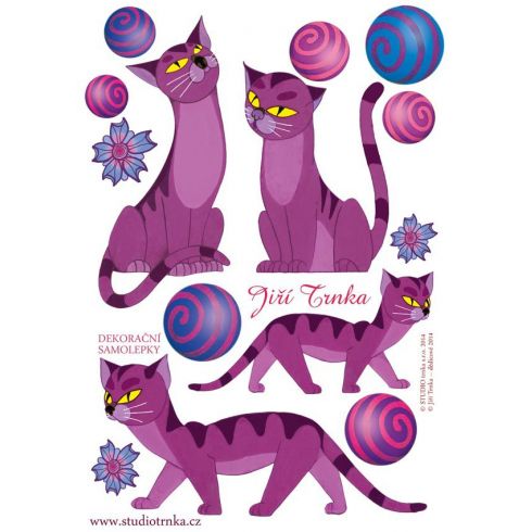 Dekorační samolepky - kočky fialové