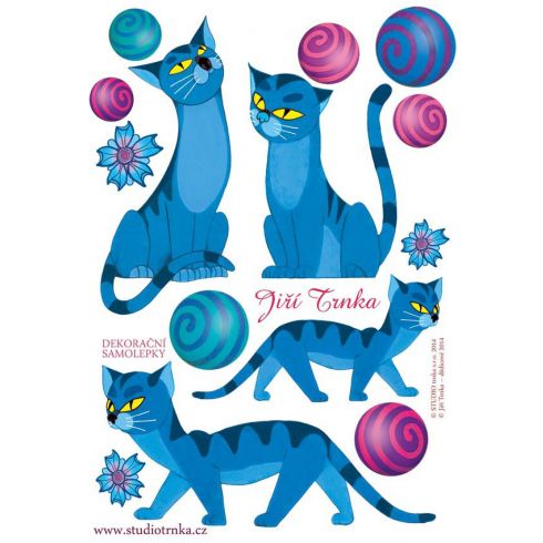 Dekorační samolepky - kočky modré