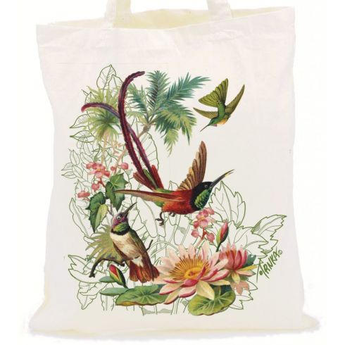 Nákupní plátěná taška, kolibříci