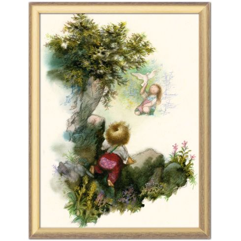 Obraz v rámu Jiří Trnka, Květuška s holubičkou vítá jaro
