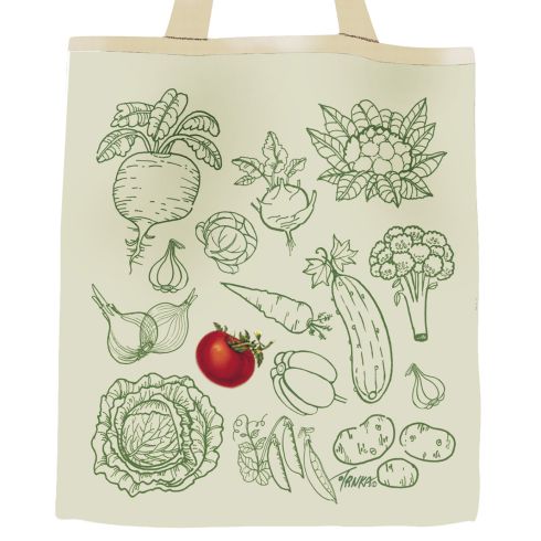 Plátěná nákupní taška, Zelenina ve světlém