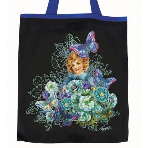 Plátěná nákupní taška, Dívka s motýly v modrém