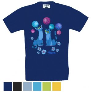 Tričko UNI Kočky modré