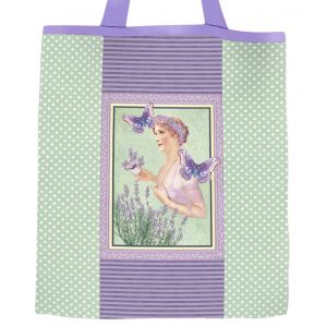 Plátěná nákupní taška, Levandule a motýli