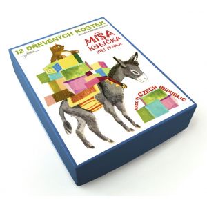 Dřevěné kostky v modré papírové krabičce - Míša Kulička - LIMITOVANÁ ŘADA