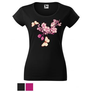 Dámské tričko hlubší výstřih Náhrdelník z růží